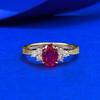 Simulation 5 * 7Mm Oval Red Diamond Jade Bead Edge Inlaid Ring