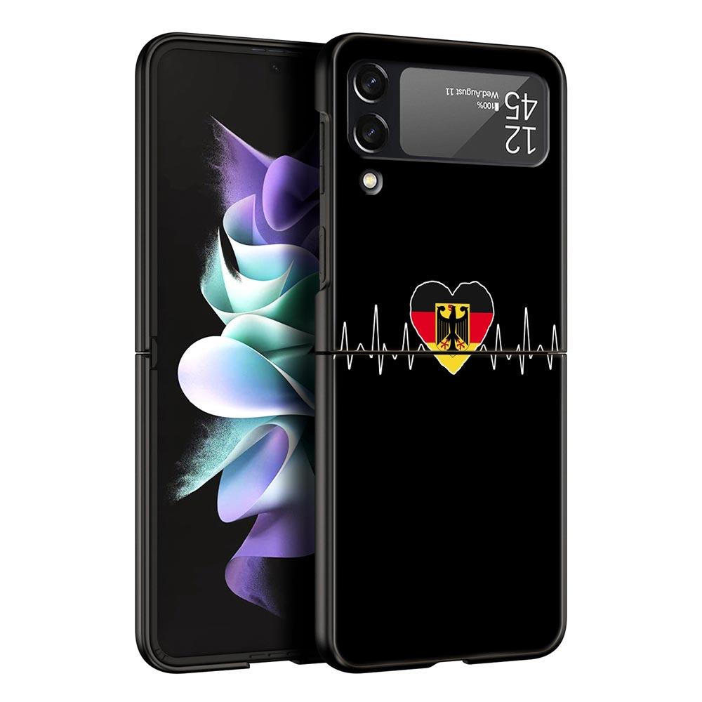 Vlajka britského srdečního tepu Čína Láska Linka Pouzdro na telefon pro Samsung Galaxy Z Flip 3 4 5 Černé skládací mobilní pouzdro Tvrdý PC Ochranný kryt