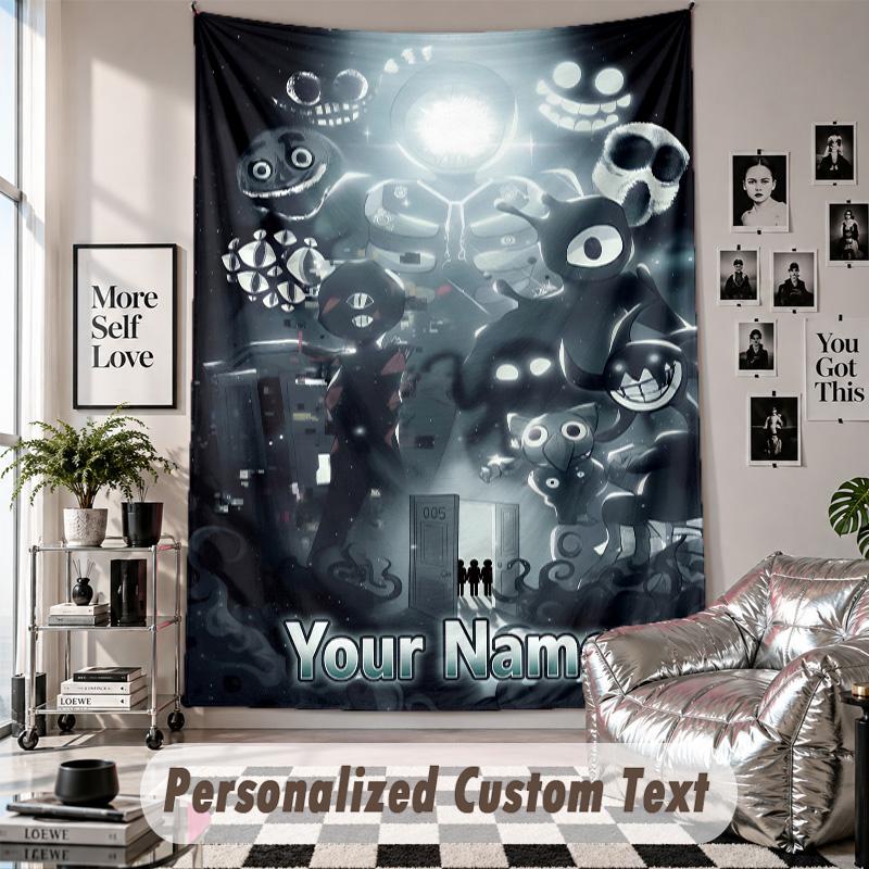Wall Hanging Tapestry With Custom Name & Text, Doors Decorative Tapestry For Bedroom