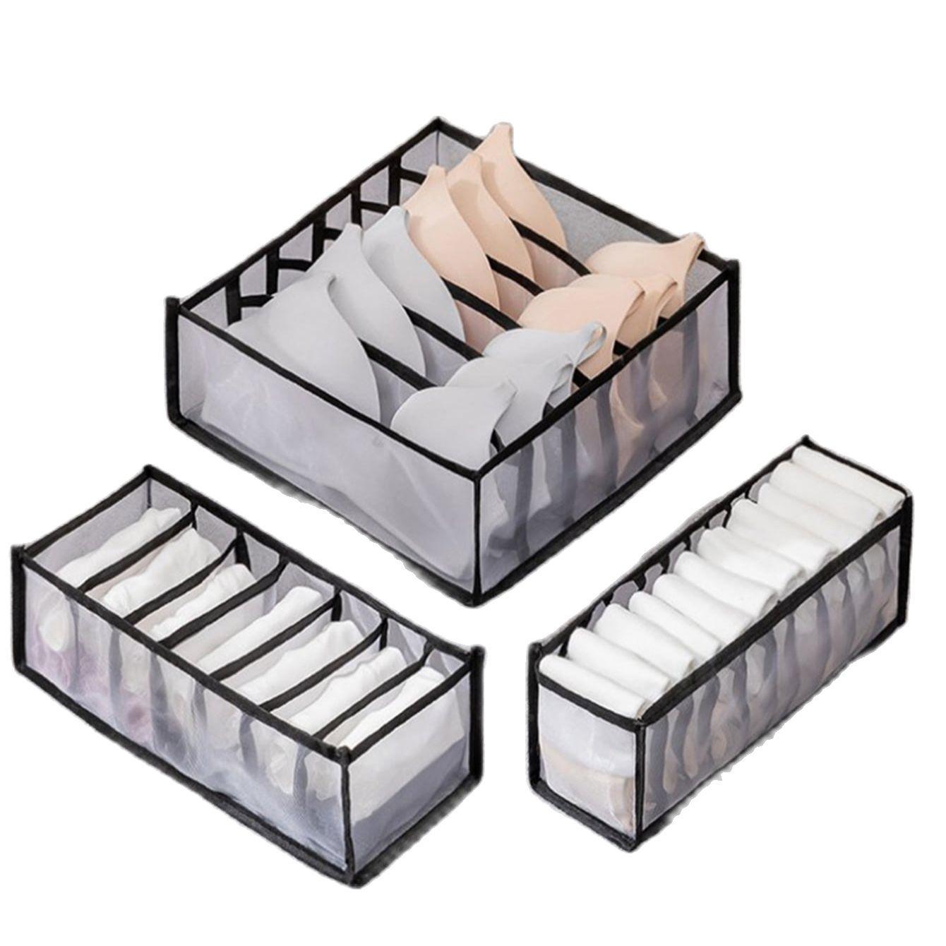 

Organizer for Underwear Socks Bra Pants Scarf Tie Storage Box Jeans Clothing Organization Dividers for Drawers Clothes Organizer M чорний