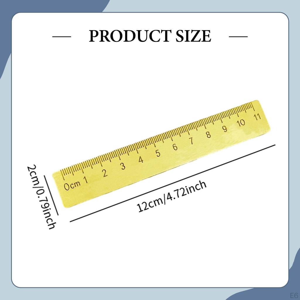 Brass Ruler Paperweight Bookmark Compact Calligraphy Practice Supplies Measuring for Drawing