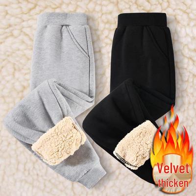 Children's Fleece-Lined Winter Pants: Warm Lambswool Sweatpants for Boys and Girls