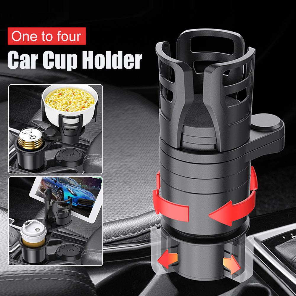4In1 Adjustable Car Cup Bottle Holder Multifunctional Auto Stand Organizer Black