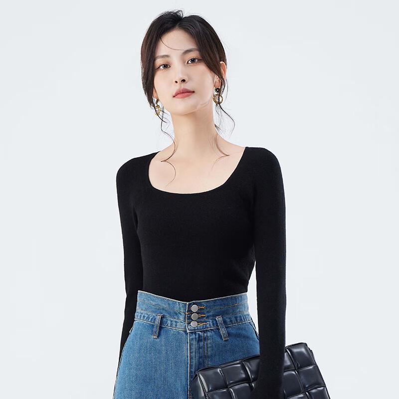 Women's 100% Pure Wool Square Neck Sweater