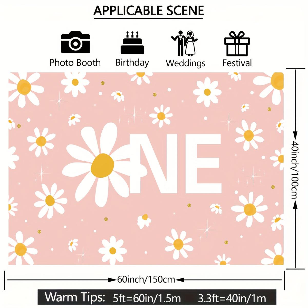 Bohemian Daisy Birthday Background Bohemian Daisy Flowers Groovy First Birthday Party Decoration 130X150cm розовый