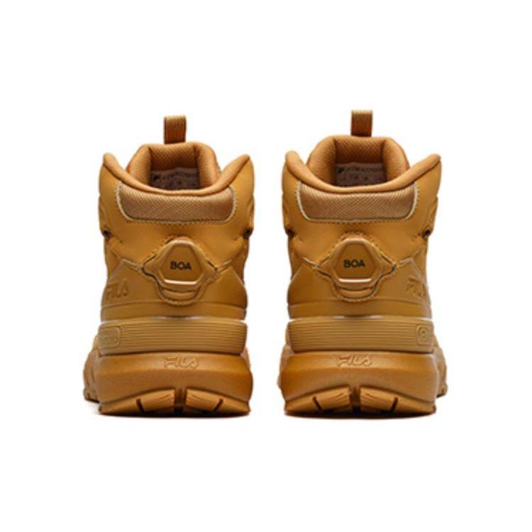 FILA Professional Comfortable Outdoor Leather Fabric High-Top Running Shoes Women sneaker Honey-Yellow A12W142210FHY