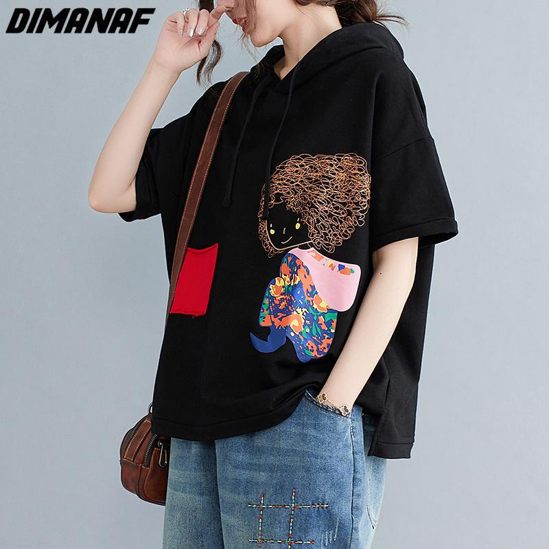 DIMANAF 2023 Plus Size T-Shirt Sommerstil Hoodies & Sweatshirts Lässiger Musterdruck O-Ausschnitt Damen Kurzarm Lose