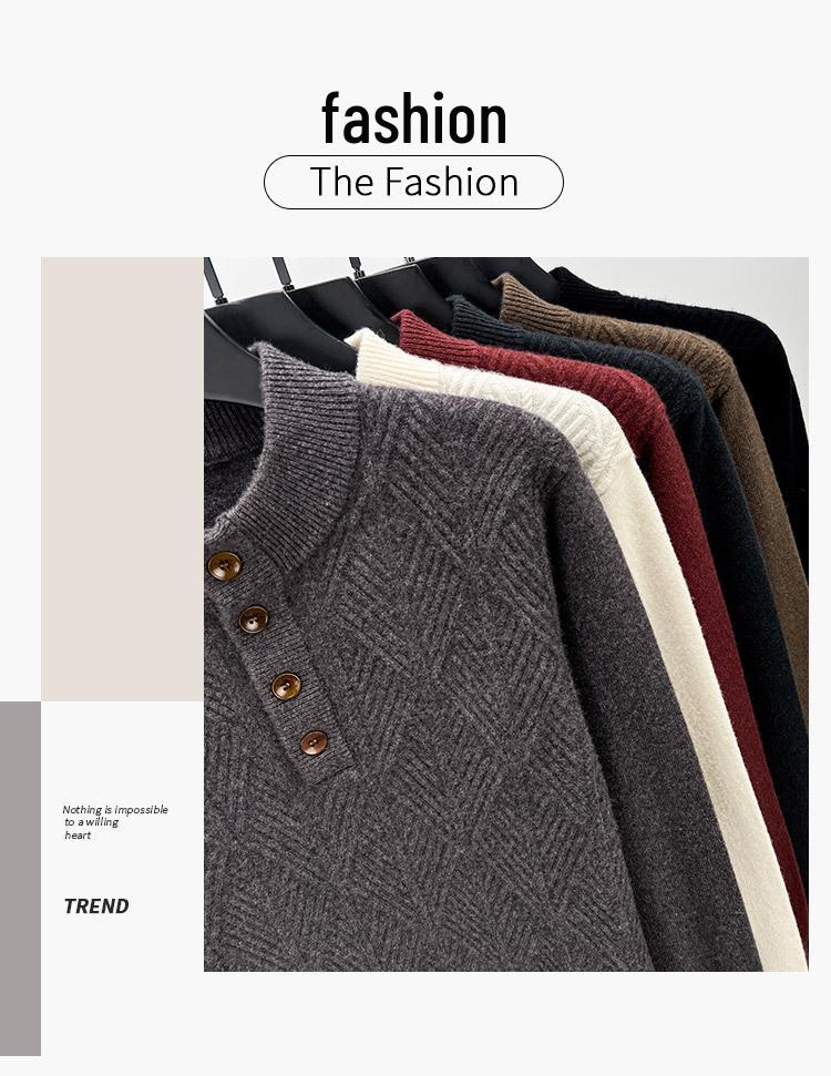 Herren Premium 100% Wolle Dicker Winterpullover mit Jacquard-Design