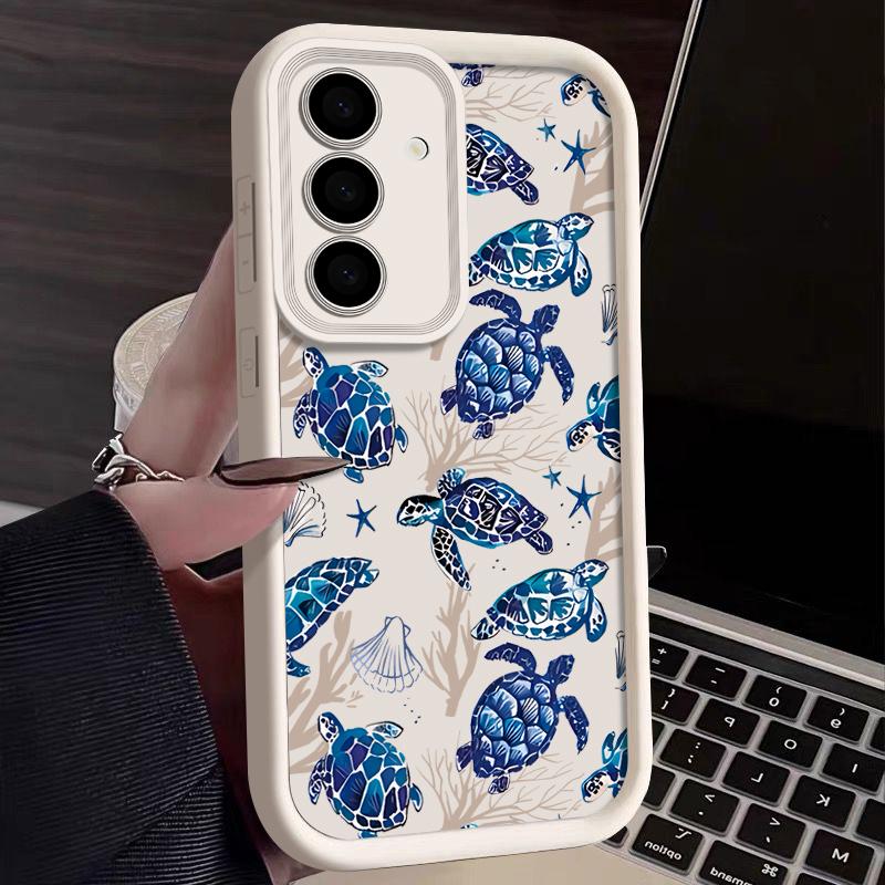 Phone Case For Samsung Galaxy S24 S25 S21 Ultra S22 FE S23 Plus A55 A54 5G A16 Shockproof Soft TPU Coral Seashell Pattern Funda