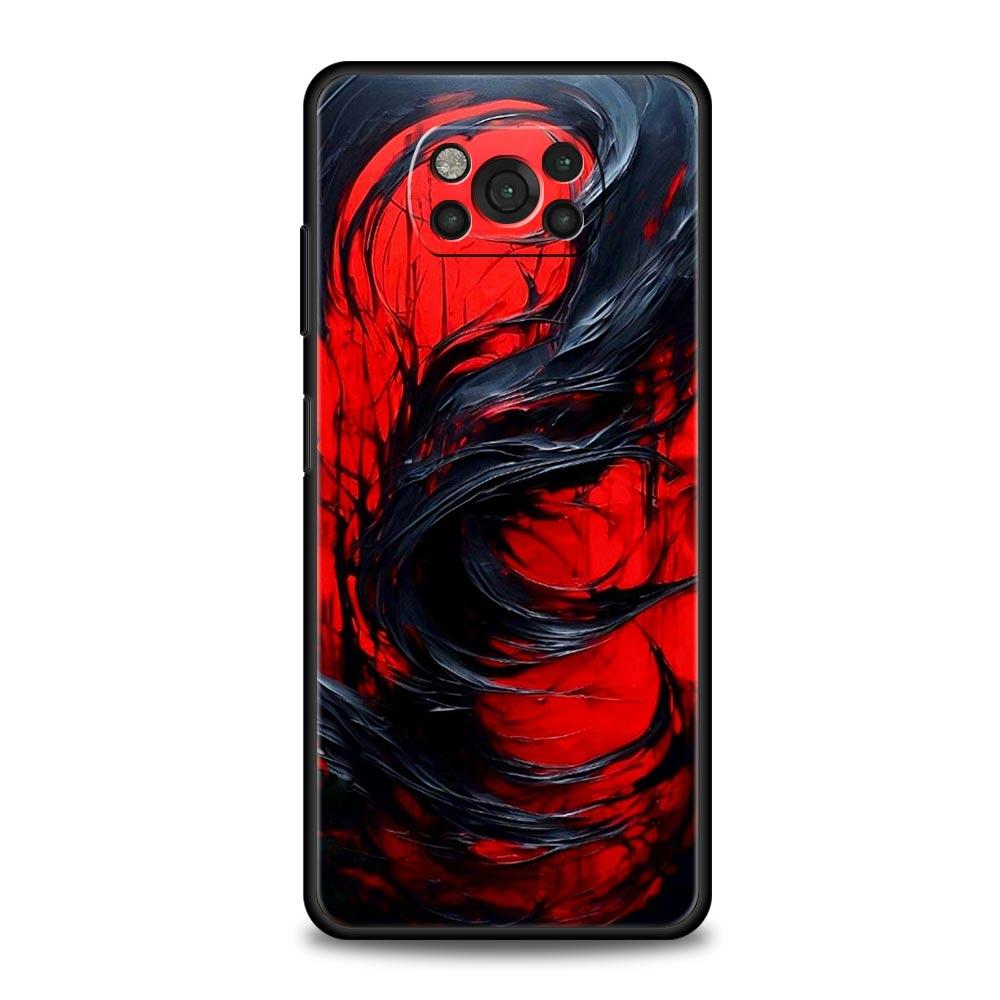 

Black Red Ripple Art Phone Case for Xiaomi Poco F7 F6 F5 F4 F3 X6 X5 X4 X3 NFC F7 Ultra M4 C51 C55 GT 5G Soft TPU Cover Fundas Poco F4 GT