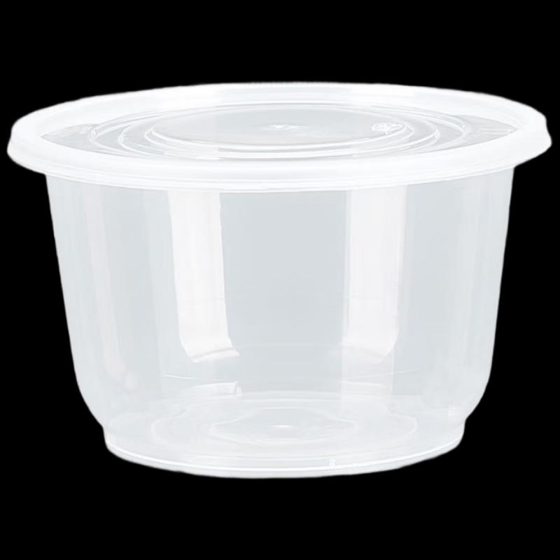 ZISIZ Disposable Round Plastic Food Bowls, 300ml, 100 Count (2-Pack)