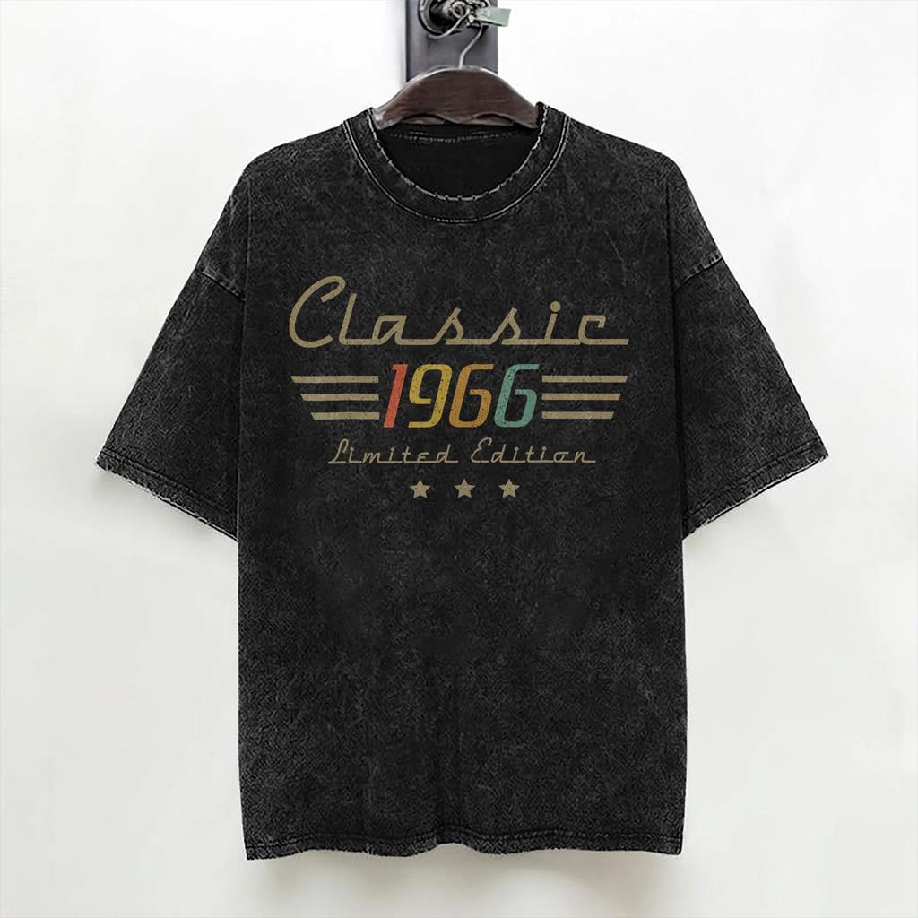 1966 60th Birthday 60 Years Old T Shirts Washed Short Sleeve Oversize TShirt Vintage Men Women Streetwear Summer Tops Tees