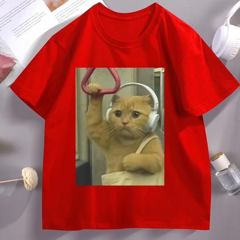 Funny Subway Cat Meme TShirt Stupid Brainrot Cat Lover Funny Tee Cool Short Sleeve Streetwear Women Unisex Summer Aesthetic Tees