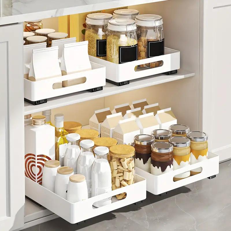 1pc Pull Out Organiser, Under Sink Shelf, Storage Cabinet, Kitchen Spice Rack, Slide Out Snack Organiser, Bathroom Vanity Basket