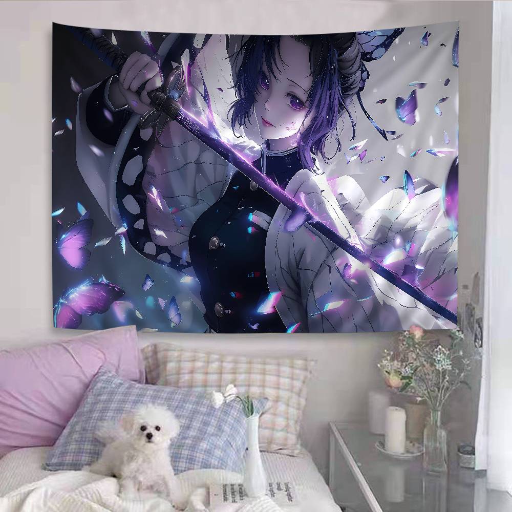 Kochou Shinobu Demon Slayer Anime Tapestry Hanging Tarot Hippie Wall Rugs Dorm Wall Hanging Sheets