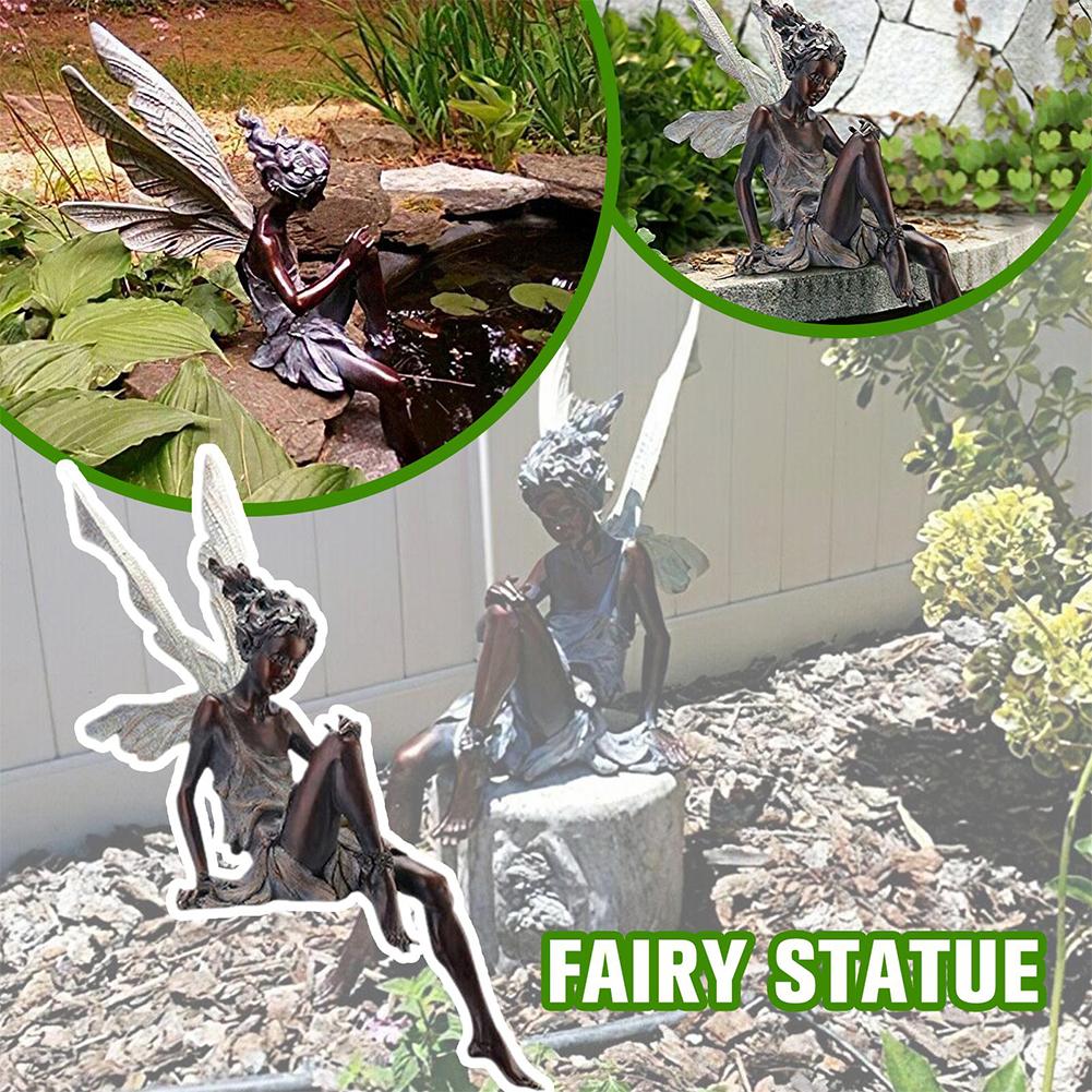 Feenstatue Skulptur Garten Landschaftsbau Hofkunst Harzstatue Außen Sitzend Turek Engel Fig V2B7