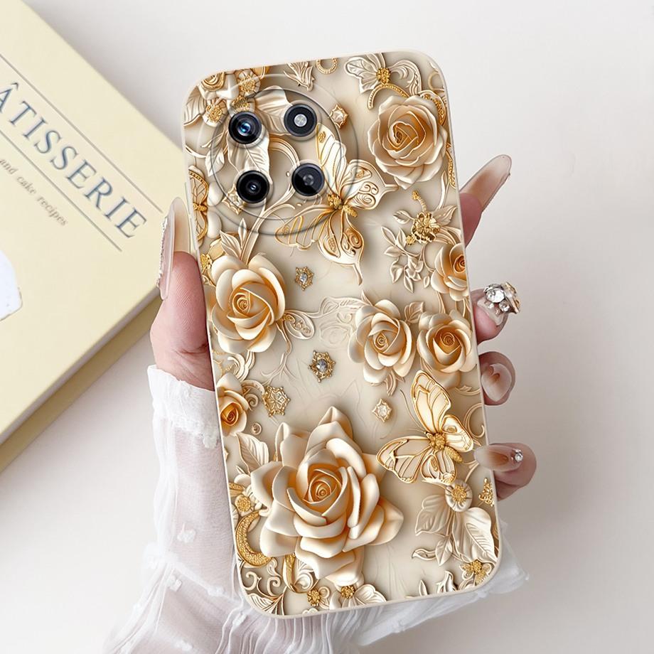 Flower Girly Fashion Phone Case For Realme 11 4G / Realme RMX3636 6.4" Back Cover Butterfly Love Heart Bumper Fundas Matte Capa