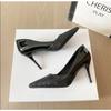 Fashion 2025Glitter pointy high-heeled pumps with slim heels fashion single shoes to match the party shoes