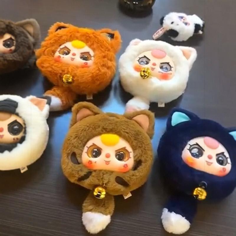 Baby Three Lucky Cat Zipper Bag Series Blind Box Decoration Backpack Pendant Cute Plush Doll Mystery Box Christmas Birthday Gift