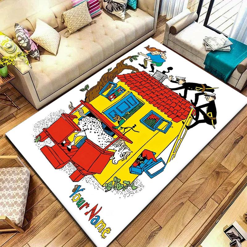 Pippi Longstocking Custom Name Carpet Rug for Living Room Bedroom Home Sofa Decoration,Kids play Non-slip Floor Mat