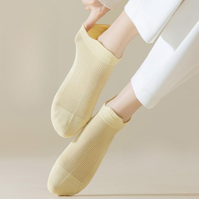 Summer Women's Ear Lift Mesh Women's Socks Solid Color Short Socks Style Breathable Boat Socks Invisible Socks