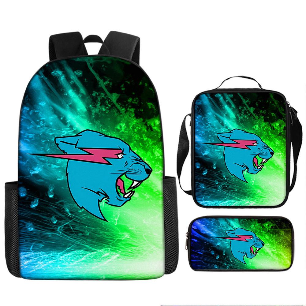 Mr Beast Lightning Cat 3d Print School Backpack With Breathable Oxford Fabric For Kids