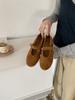 THEBULAGE Korean Version of Round Head Shallow Mouth Single Shoes 2025 Autumn One-word Buckle with Mary Jane Flat Shoes
