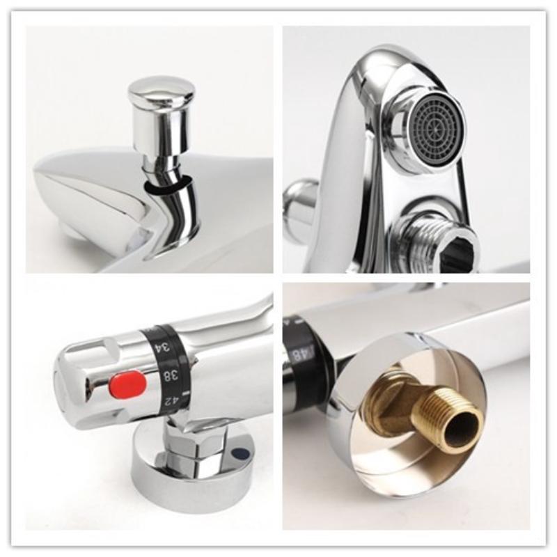 Bathroom Thermostatic Mix Faucet Tap Bath Shower Faucets Water Control Valve Wall Mounted Ceramic Two Handle Mixer New