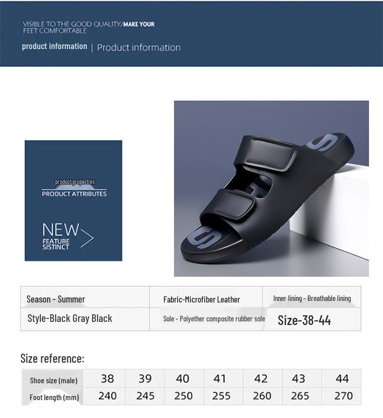 Men's Summer Outdoor Non-Slip One-Strap Casual Sandals with Thick and Soft Shock-Absorbing Sole