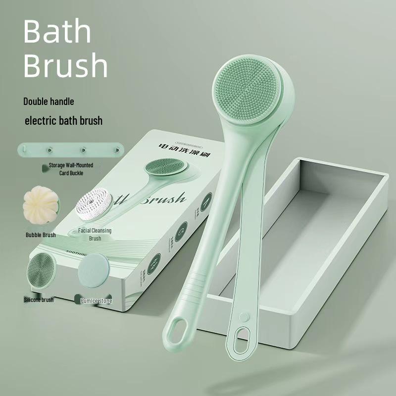 Elektrisk Multifunktionell Roterande Badborste: Utdragbar, Dubbelhandtag, Massage, Exfolierande & Avtagbar Duschskrubb