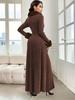 2025 Autumn/Winter Elegant Fur Collar Patchwork Dress