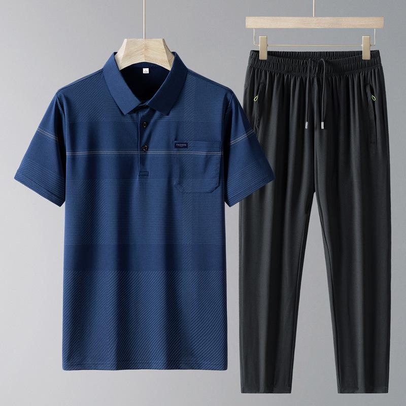 Summer 2024 Father's Day Polo Set for Middle-Aged Men - Short-Sleeve Sportswear for Dad (50-60 Years)