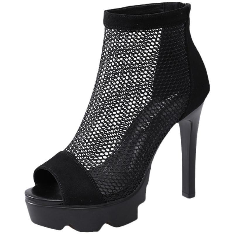 Sandals 2025 Summer New Fine Heel Non-slip Openwork Roman Sandals Boots