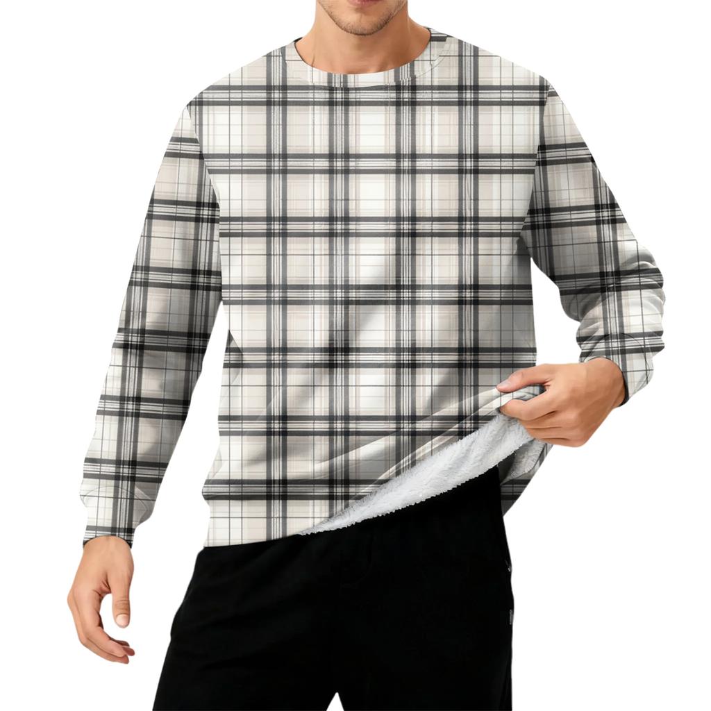 Men's Round Neck Fleece-Lined Thick Warm Sweatshirt