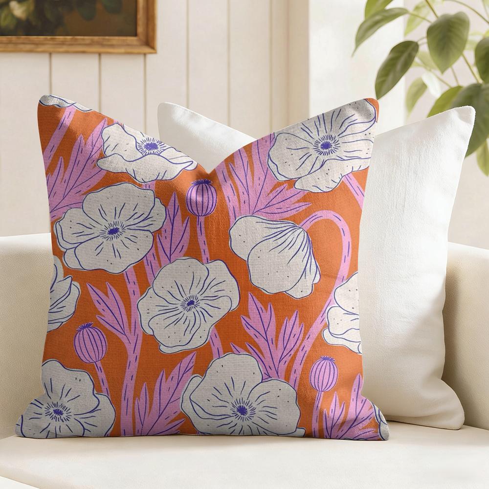 Flower Fashion Cushion Cover Summer Linen Pillow Case Organic Fabric Cushion Cover DoubleSided Print Sofa Home Decor