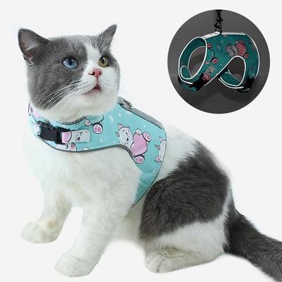 Corda di trazione per gatti, stile gilet, imbracatura per gatti, corda riflettente anti-ictus, corda per camminare con gatti, corda di trazione per animali domestici