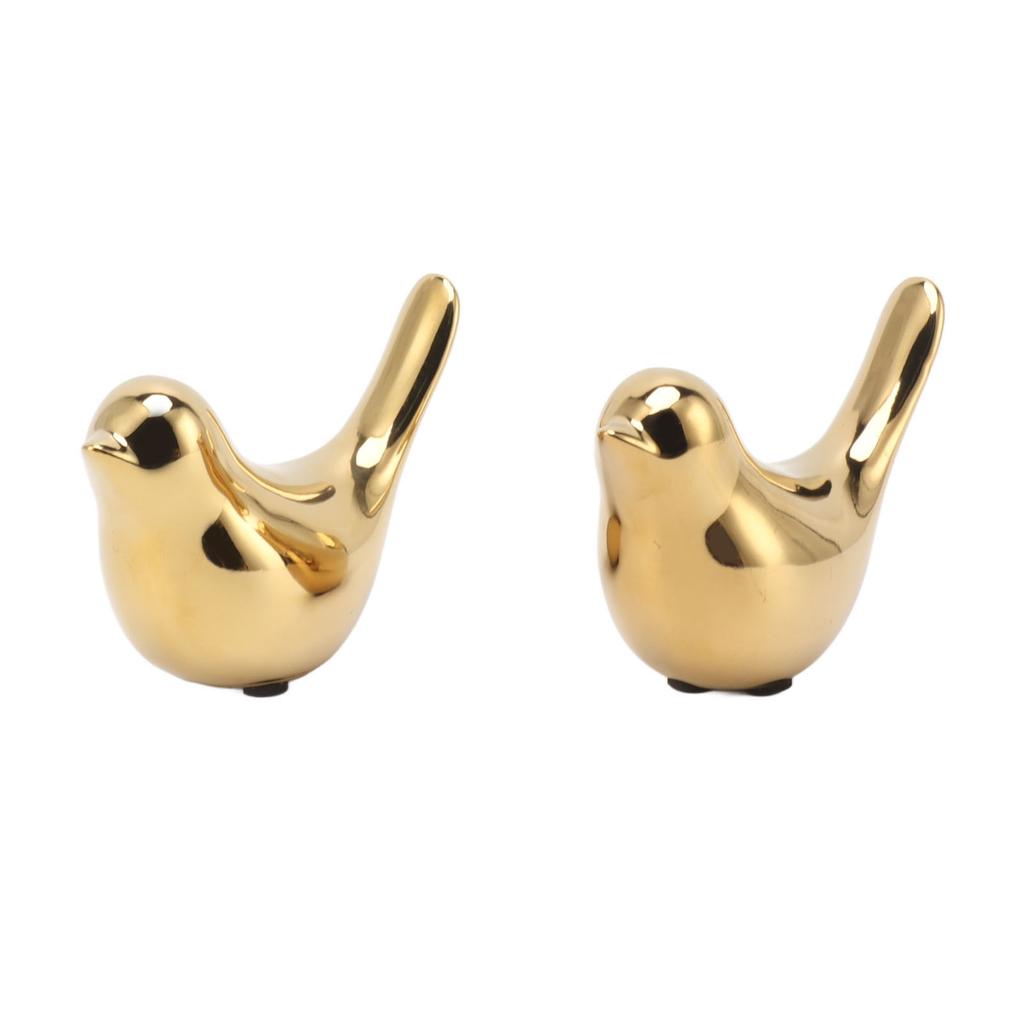 2Pcs Electroplated Ceramic Bird Decoration Nordic Style Modern Abstract Bird Figurine Home Desktop Decoration Gifts