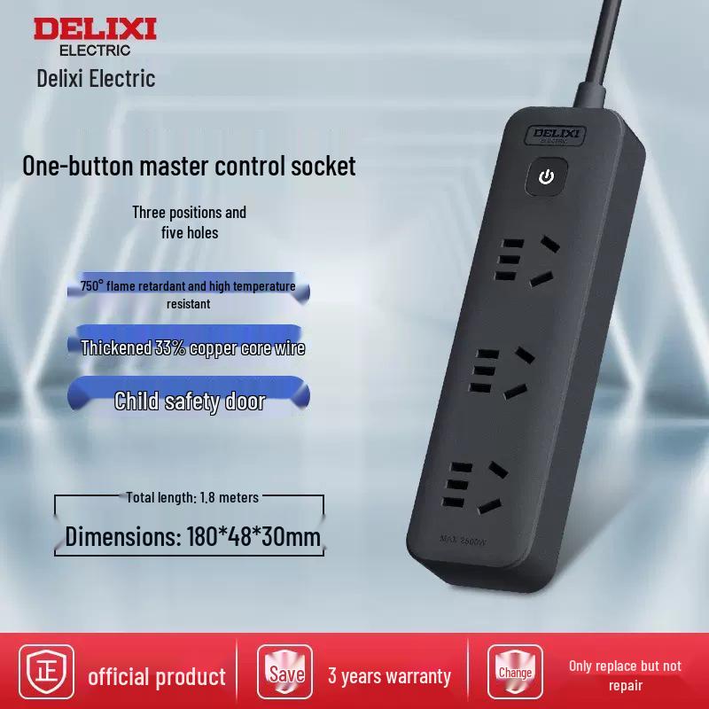Delixi Multi-Function Extension Cord Power Strip for Home/Dorm with Multi-Socket Converter