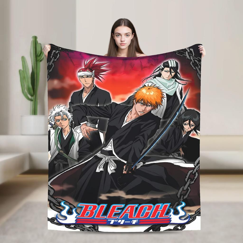 Ichigo Orihime Uryu Blanket Bleached Camping Flannel Throw Blanket For Living Room Super Soft Custom Diy Quality Bedspread Gift