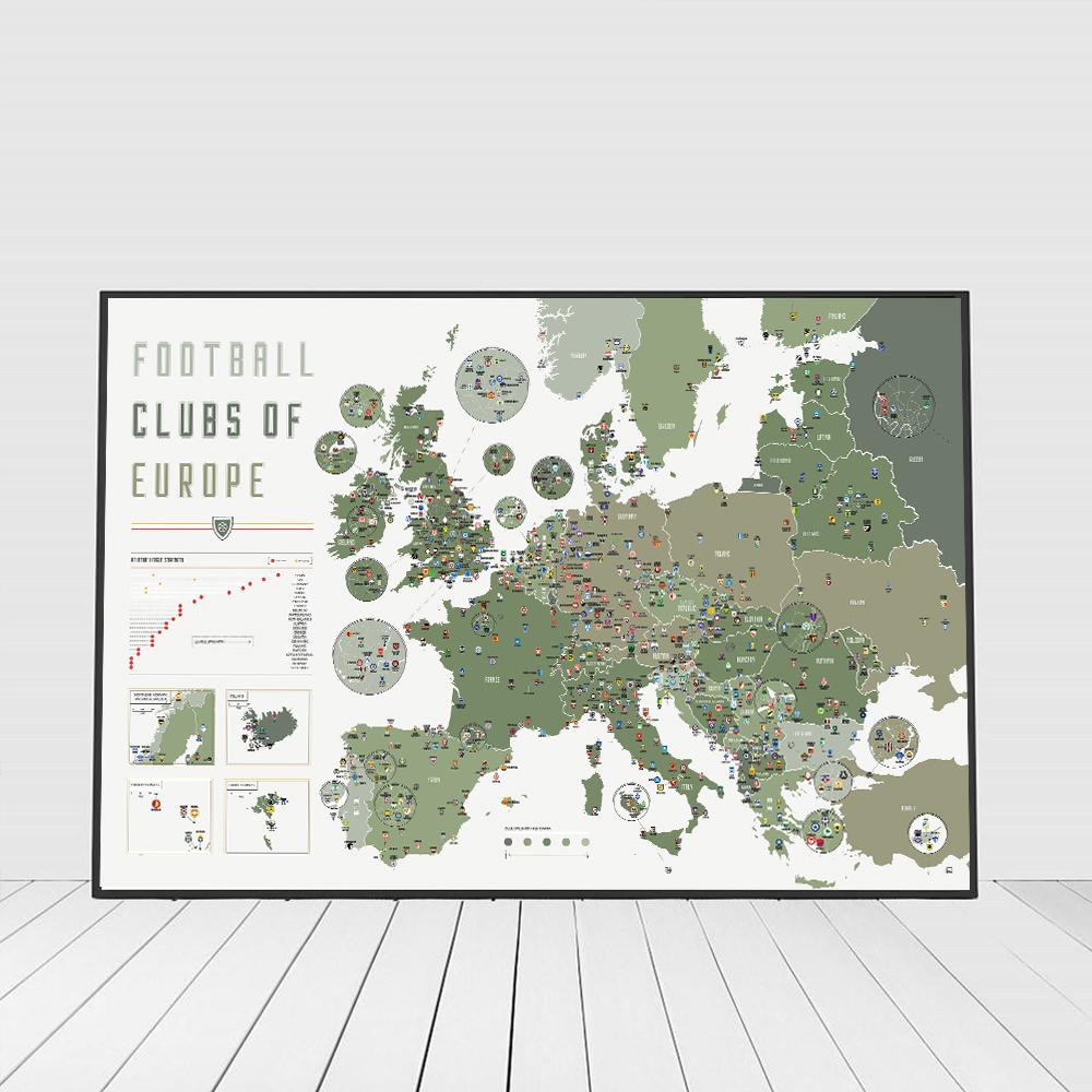 Football Clubs of Europe Poster And Prints Soccer Sport Canvas Painting Room Wall Art Picture Home Decor Cuadros For Living Room
