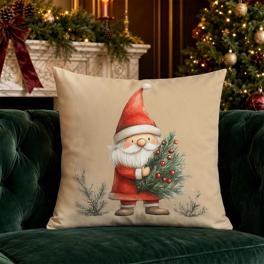 Christmas Cute Santa Pillow Covers Pattern Cushion Cover Suitable for Sofa Bedroom Car Pillow Cover
