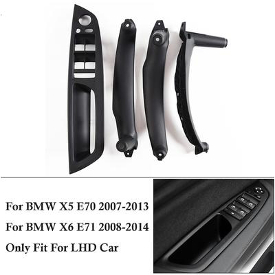 Endast för LHD-bil 4st/set Svart bilinvändig dörrhandtag för BMW X5 E70 X6 E71/E72
