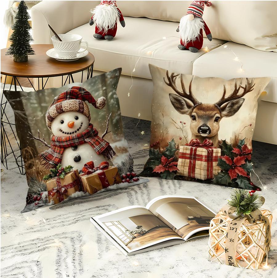 Nowe poszewki świąteczne do salonu, drukowane dekoracyjne poszewki na poduszki, skandynawskie poszewki świąteczne