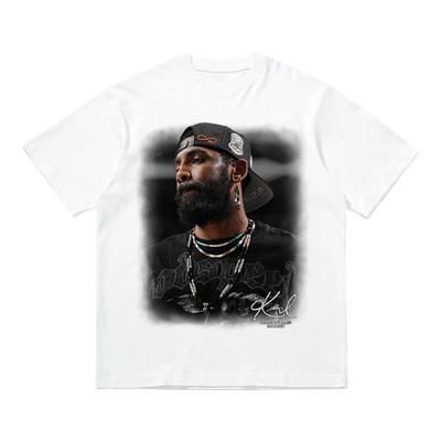 Owen Side Face Big Avatar Printing Short-sleeved T-shirt American Star Summer Heavy Cotton Student Man Oversized T Shirt