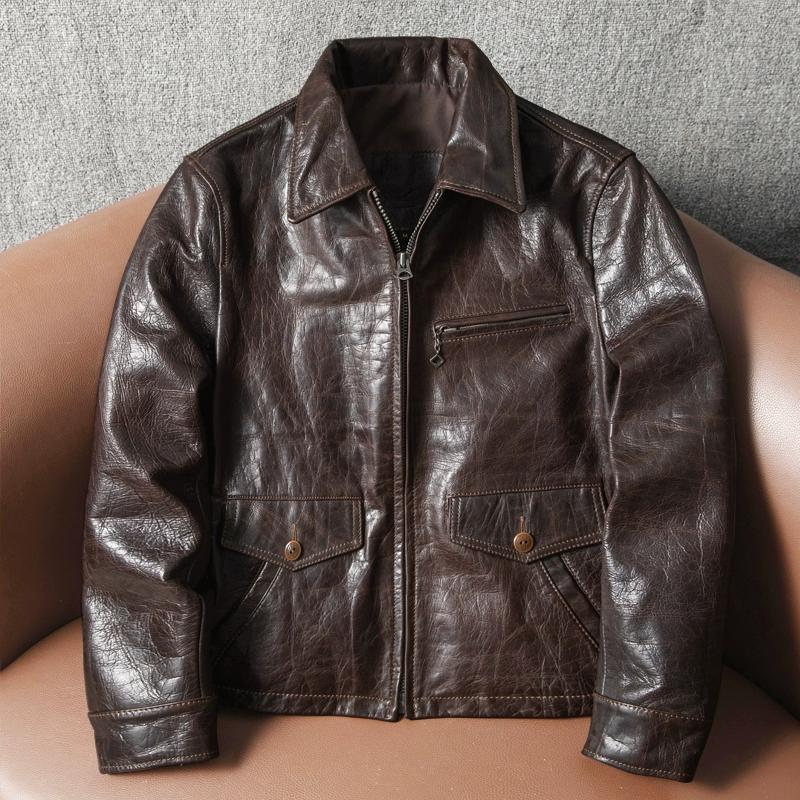 

Мужская куртка из натуральной овчины, приталенного кроя, короткая, модное осенне-зимнее пальто 4XL коричневый