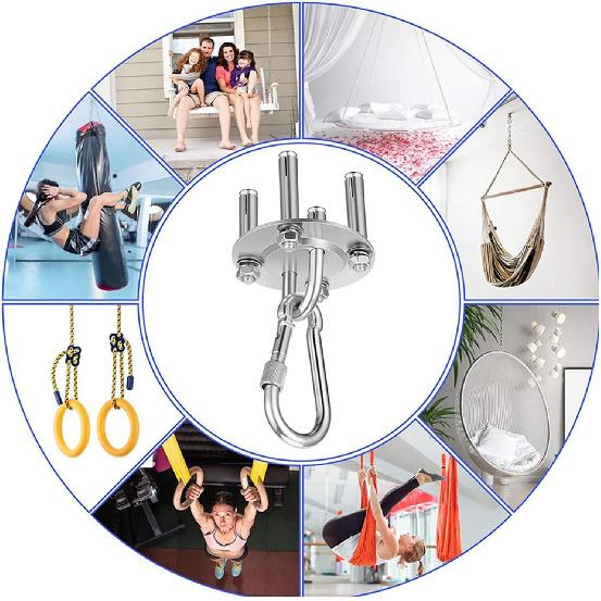 Hammock Hanging Kit, 304 Stainless Steel Hammock Swing Hook Kit, Heavy Duty Swing Set Hardware, Swing Set Brackets for Yoga Sandbags Swing