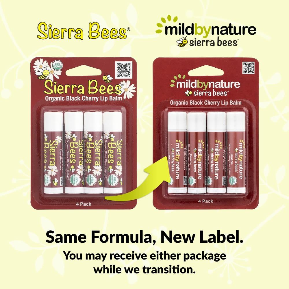

Mild By Nature, Sierra Bees™, Organic Lip Balm, Black Cherry, 4 Pack, 4.25 g (0.15 oz) Each