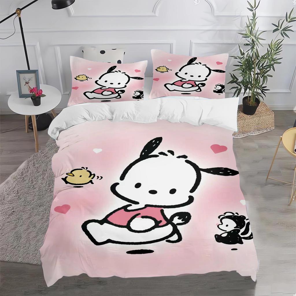 Pochacco Sanrio Quilt Cover Cartoon Puppy Anime Duvet Printed Comforter 100% Polyester Bedding Twin Size Children Gift
