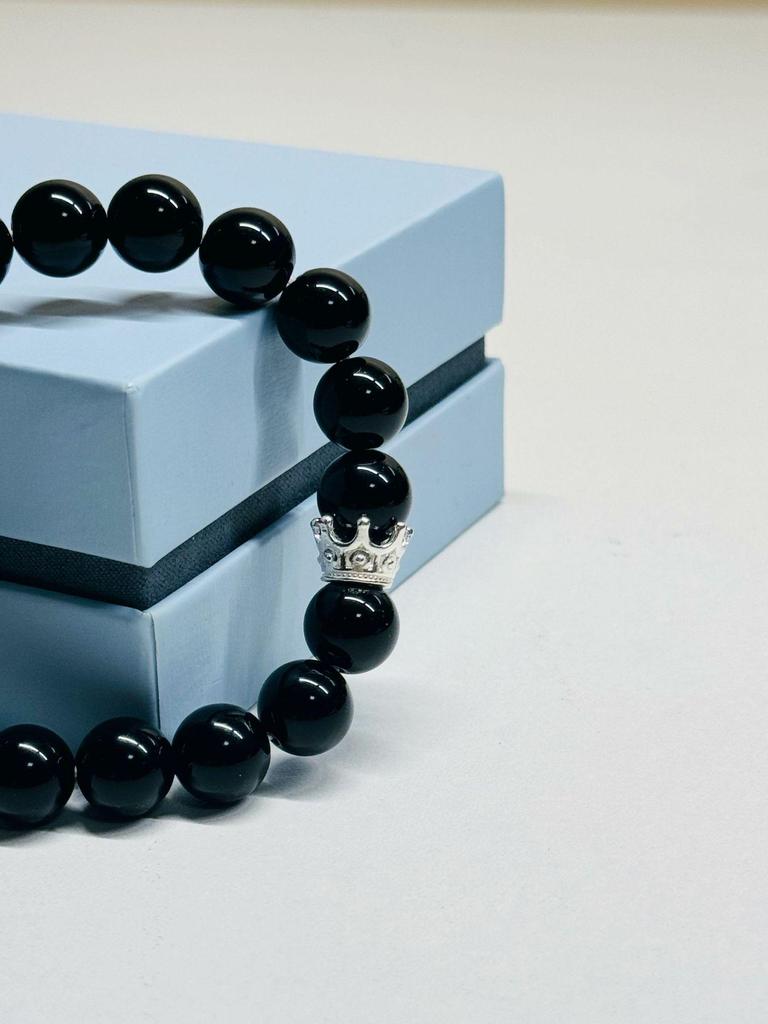 Natural Silver Obsidian Double-Layer Beaded Bracelet In S925 Sterling Silver - Simple Retro Design, Perfect for a Girl's Birthday Gift.