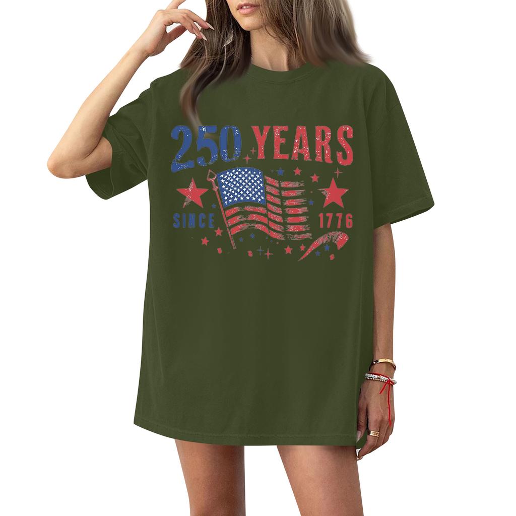 Γυναικείο Κοντομάνικο T-shirt Τοπ με Στρογγυλή Λαιμόκοψη και Σχέδιο